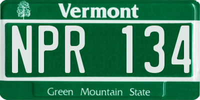 VT license plate NPR134