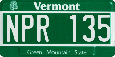 VT license plate NPR135