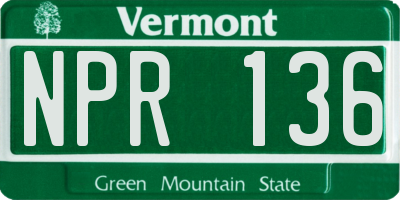 VT license plate NPR136
