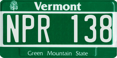 VT license plate NPR138