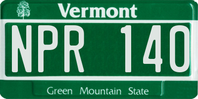 VT license plate NPR140