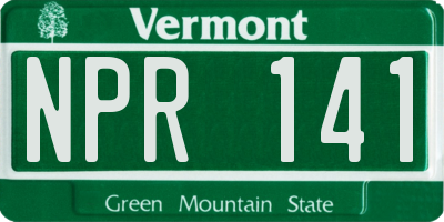 VT license plate NPR141