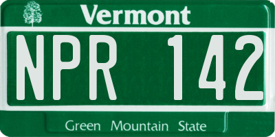 VT license plate NPR142