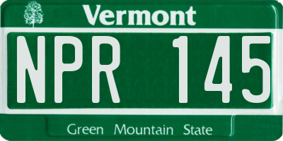 VT license plate NPR145