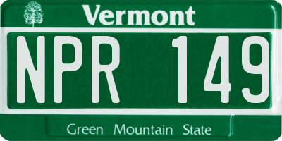 VT license plate NPR149