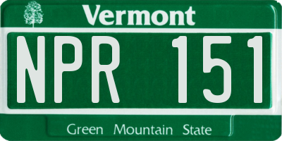 VT license plate NPR151