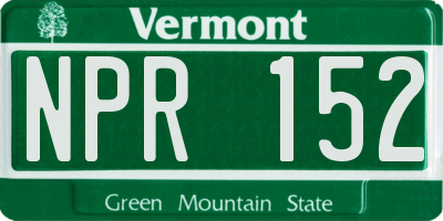 VT license plate NPR152