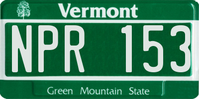 VT license plate NPR153