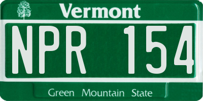 VT license plate NPR154