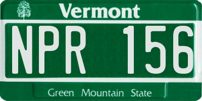 VT license plate NPR156