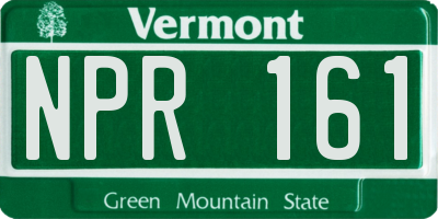 VT license plate NPR161