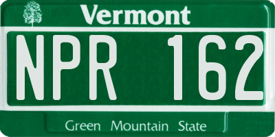 VT license plate NPR162