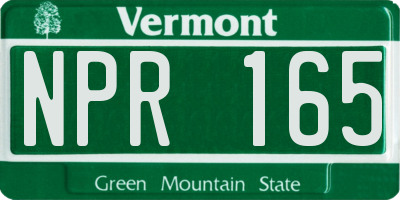 VT license plate NPR165
