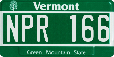VT license plate NPR166