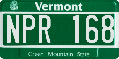 VT license plate NPR168