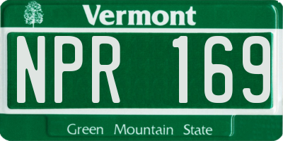 VT license plate NPR169