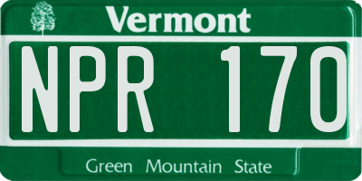 VT license plate NPR170