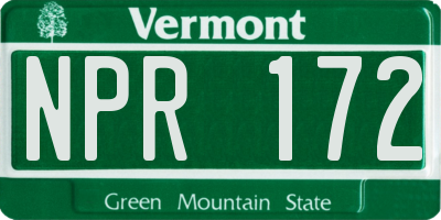 VT license plate NPR172