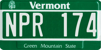 VT license plate NPR174