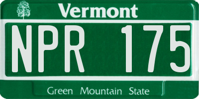 VT license plate NPR175