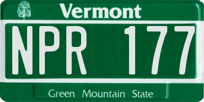 VT license plate NPR177