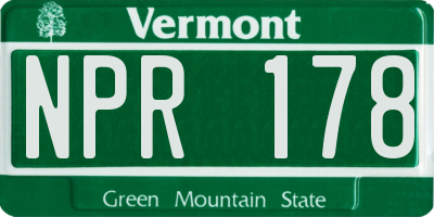 VT license plate NPR178