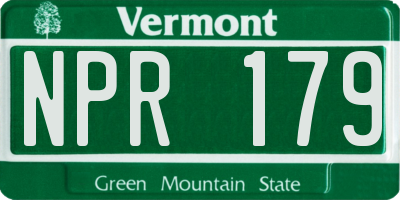 VT license plate NPR179