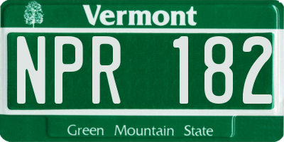 VT license plate NPR182