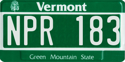 VT license plate NPR183