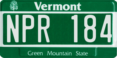 VT license plate NPR184