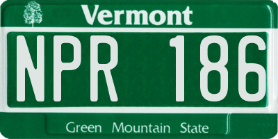 VT license plate NPR186