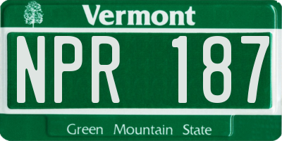 VT license plate NPR187