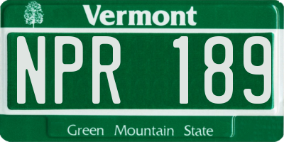 VT license plate NPR189