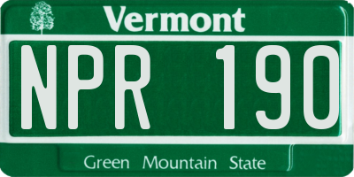 VT license plate NPR190