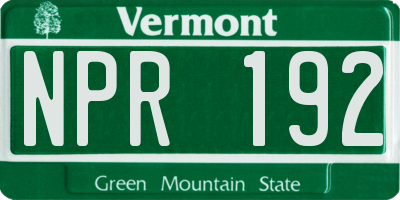 VT license plate NPR192