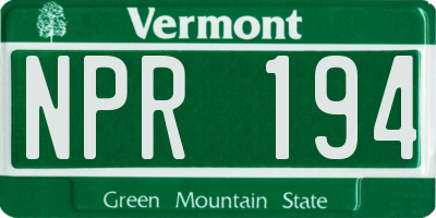 VT license plate NPR194
