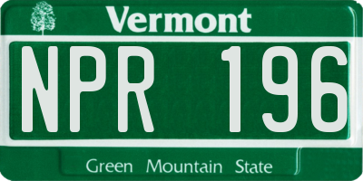 VT license plate NPR196