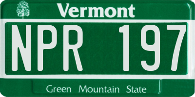VT license plate NPR197