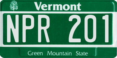 VT license plate NPR201