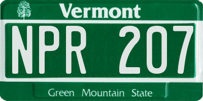 VT license plate NPR207