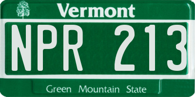 VT license plate NPR213