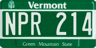 VT license plate NPR214