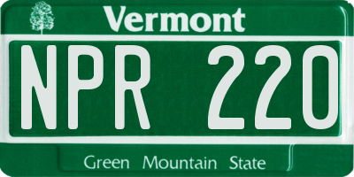 VT license plate NPR220