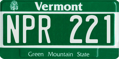VT license plate NPR221