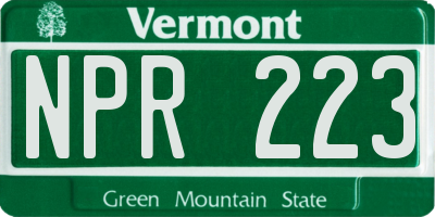 VT license plate NPR223
