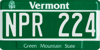 VT license plate NPR224