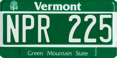 VT license plate NPR225