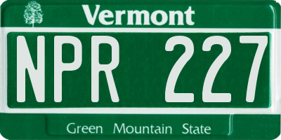 VT license plate NPR227