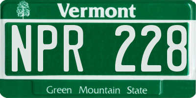 VT license plate NPR228