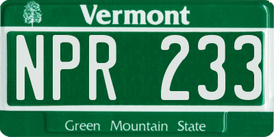 VT license plate NPR233